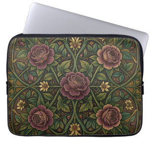 Ornate Purple Rose William Morris Style Floral Laptop Sleeve