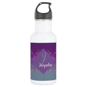 Ornate Purple Teal Monogram  532 Ml Water Bottle