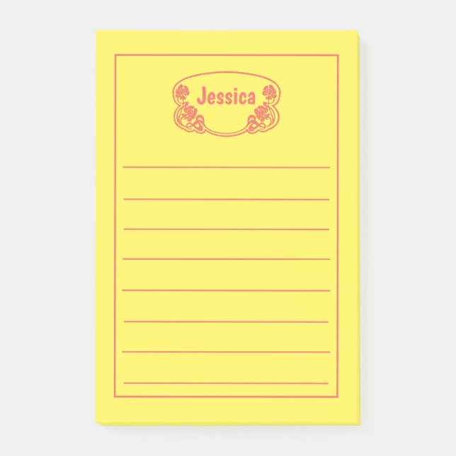 Ornate Red Framed Nameplate Graphic Post-it Notes (Front)