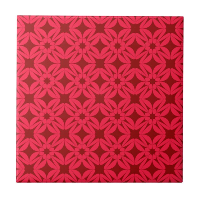 Ornate Red Geometric Pattern Tile (Front)