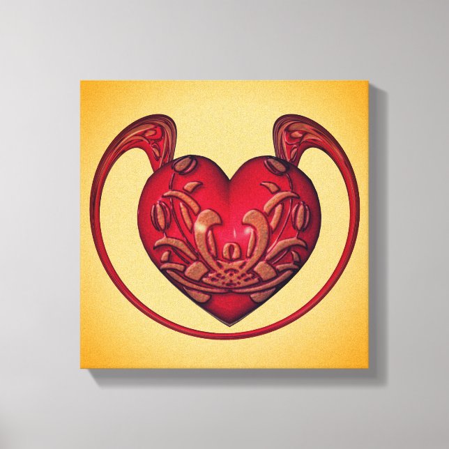 Ornate Red Heart Abstract Canvas Print (Front)