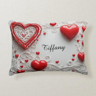 Ornate Red Hearts Decorative Frame Cushion