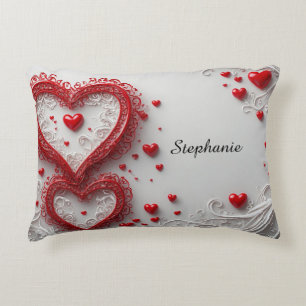 Ornate Red Hearts Decorative Frame Cushion