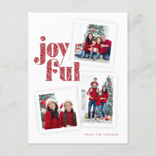 Ornate Red Joyful photo collage Christmas/Holiday Postcard