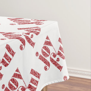 Ornate Red Joyful typography Christmas/Holida Tablecloth
