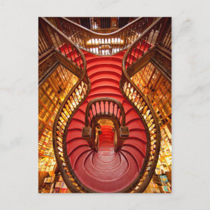 Ornate red stairway, Portugal Postcard