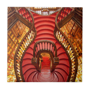 Ornate red stairway, Portugal Tile