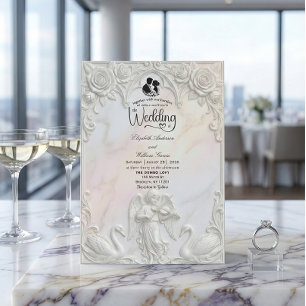 Ornate Rococo Cherub & Swan Fairytale Wedding  Invitation