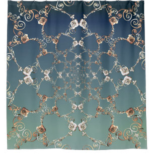 Ornate Rose and Blue Shower Curtain