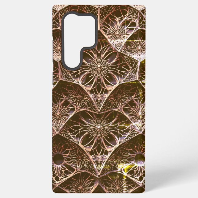 Ornate Rose Gold & Bronze Art Deco Fractal Samsung Galaxy S22 Ultra Case (Back)