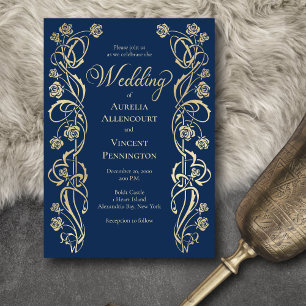Ornate Roses Sword Wedding Invitation