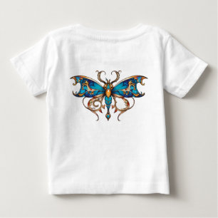 Ornate Royal Blue Gold Baroque Butterfly Baby  T-Shirt