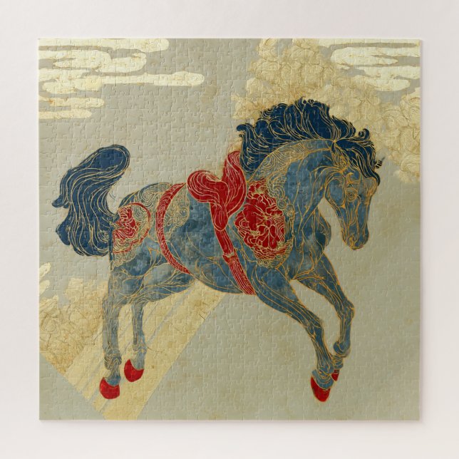 Ornate Royal Blue Horse  Jigsaw Puzzle (Vertical)