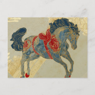 Ornate Royal Blue Horse Postcard