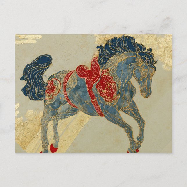Ornate Royal Blue Horse  Postcard (Front)