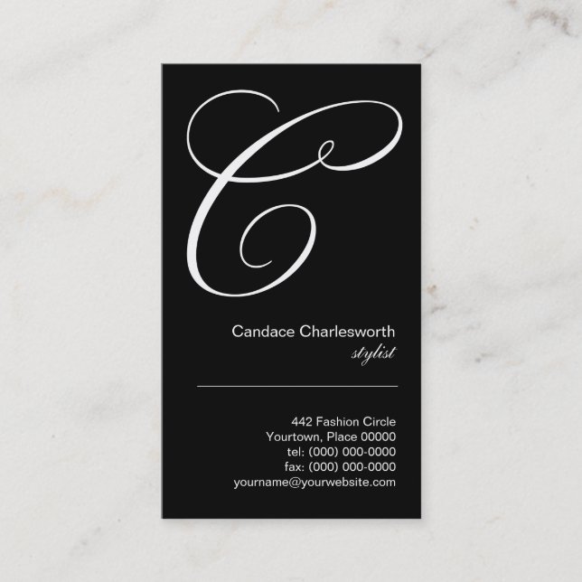 Ornate Script Monogram C Business Card (Front)