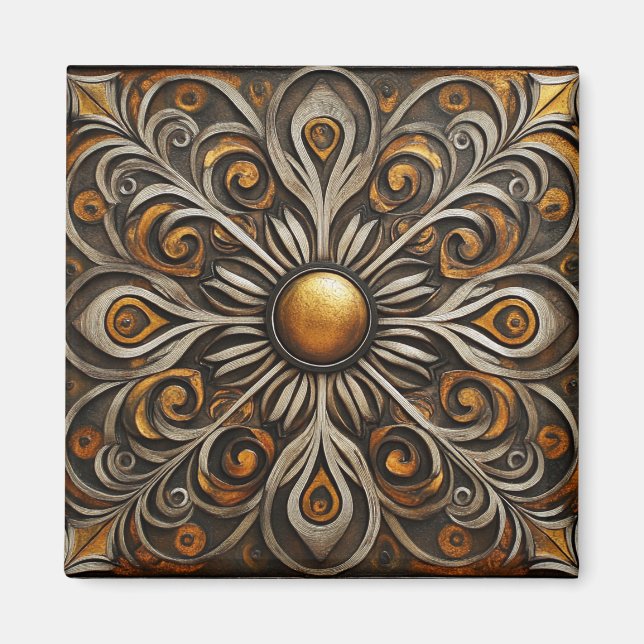 Ornate Scrollwork with Golden Center2 Magnet (Front)