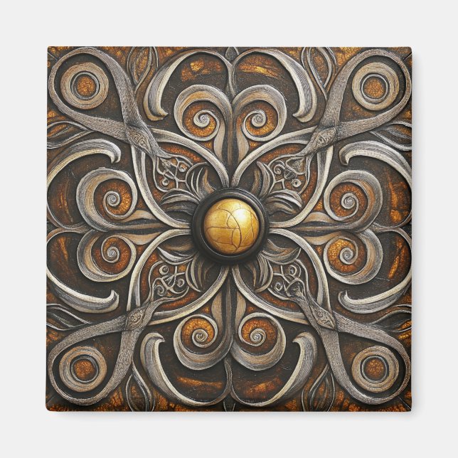 Ornate Scrollwork with Golden Centre Magnet (Front)