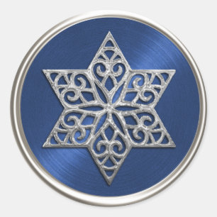 Ornate Silver Blue Star of David Envelope Seal