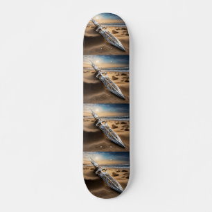 Ornate Silver Dagger on Beach at Sunset – Fantasy  Skateboard