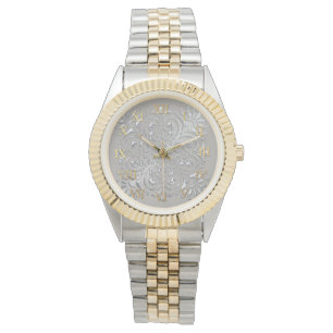 Ornate Silver Embossed Look Roman Numerals Watch