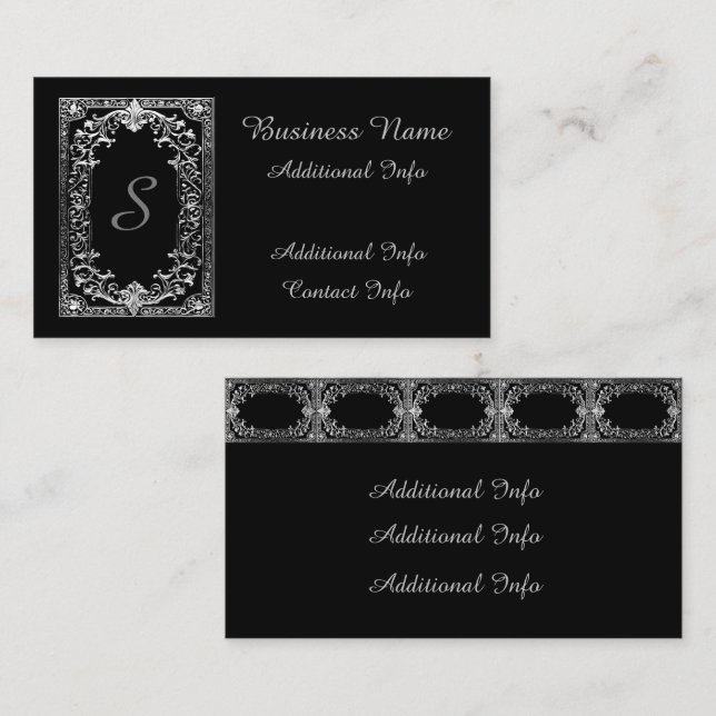 Ornate Silver Frame   Business Card (Front/Back)