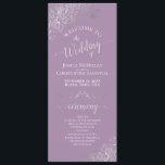 Ornate Silver on Lavender Simple Elegant Wedding Programme<br><div class="desc">This beautiful wedding program features an elegant design with white text on a dusty purple or lavender background and lacy silver grey faux foil curls and swirls in the corners. The titles are written in fancy script calligraphy, and there is space for your ceremony and wedding party details, as well...</div>