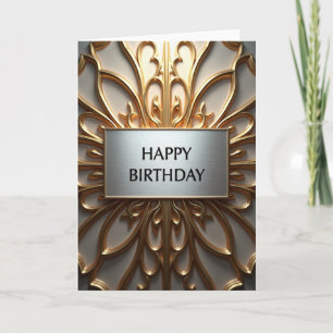 Ornate Silver Plaque Birthday Card