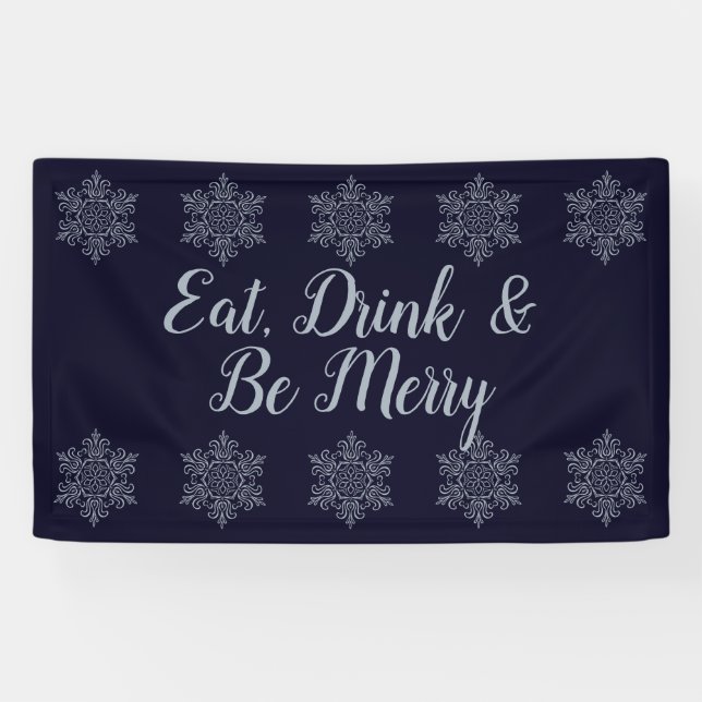 Ornate Silver Snowflake Banner (Horizontal)