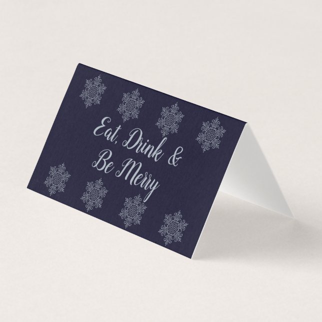 Ornate Silver Snowflake Christmas Cards (Front)