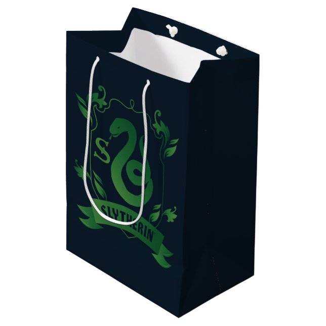 Ornate SLYTHERIN™ House Crest Medium Gift Bag (Front Angled)