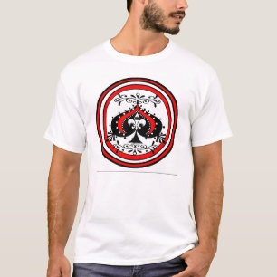 Ornate Spade Design White/Red/Black T-Shirt