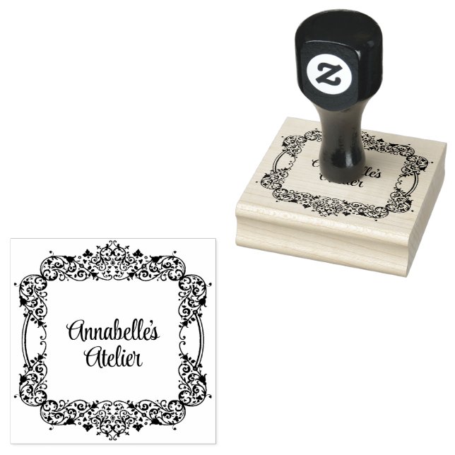Ornate Square Wreath Customisable Product Stamp (Stamped)