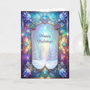 Ornate Stained Glass Frame Holiday Card