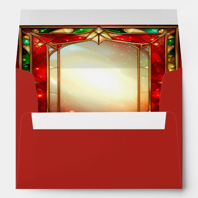 Ornate Stained Glass Frame Holiday Envelope (Back (Bottom))