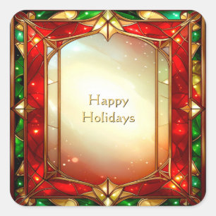 Ornate Stained Glass Frame Holiday Sticker