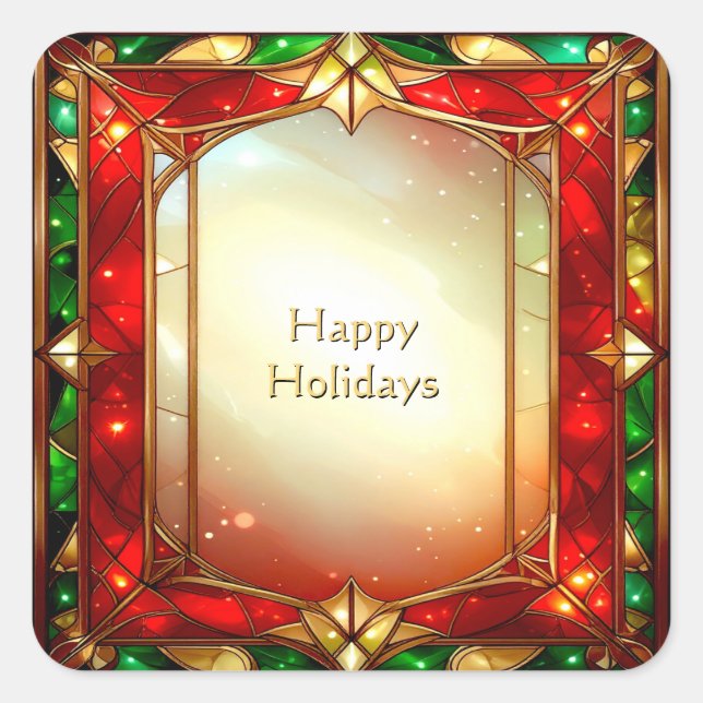 Ornate Stained Glass Frame Holiday Sticker (Front)