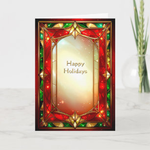 Ornate Stained Glass Frame Pattern Holiday Card