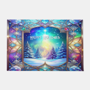 Ornate Stained Glass Holiday Doormat