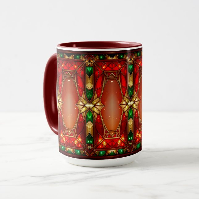 Ornate Stained Glass Holiday Mug (Front Left)