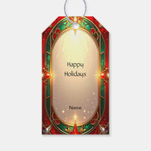 Ornate Stained Glass Pattern Gift Tag