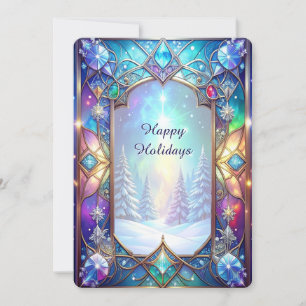 Ornate Stained Glass Pattern Holiday Card