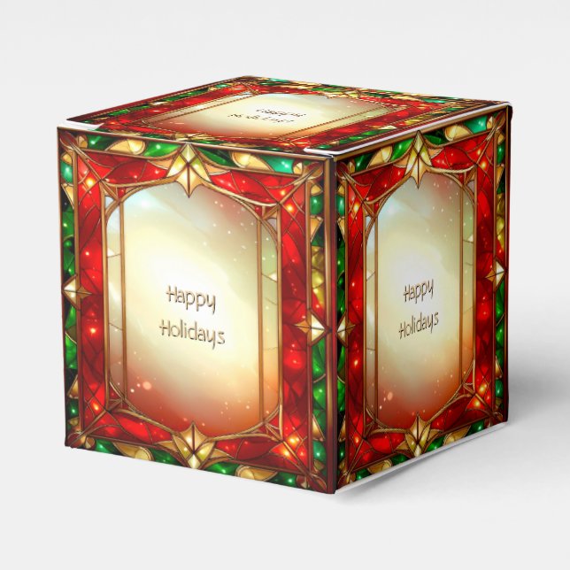 Ornate Stained Glass Pattern Holiday Favour Box (Front Side)