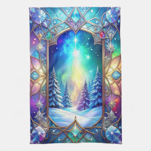 Ornate Stained Glass Pattern Kitchen Towel