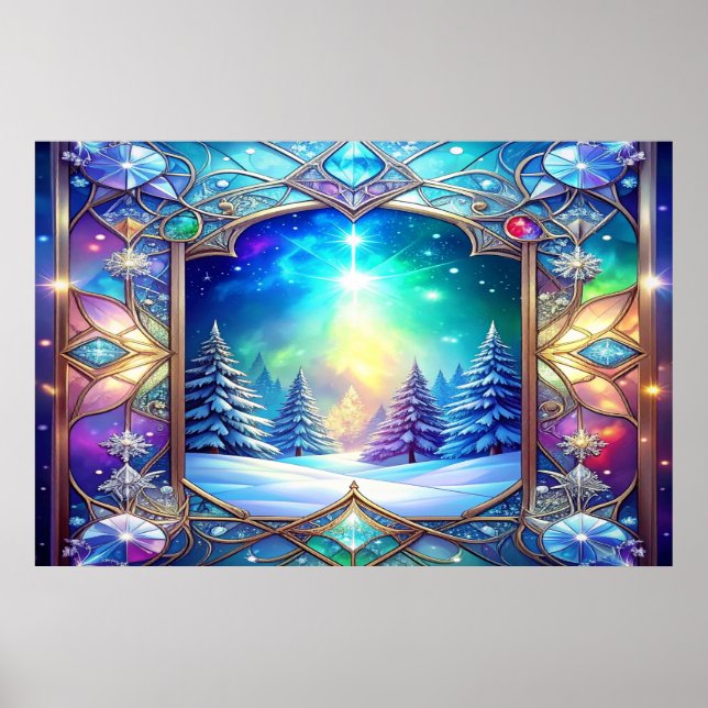Ornate Stained Glass Pattern Poster (Front)