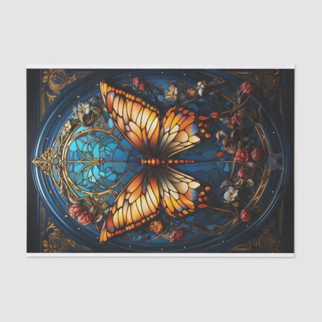 Ornate stained-glass style butterfly tissue paper (Front)