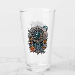 Ornate Steampunk Clock with Roses. Glass