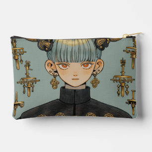 Ornate Steampunk Fantasy Anime Girl Accessory Pouch