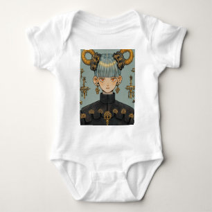 Ornate Steampunk Fantasy Anime Girl Baby Bodysuit