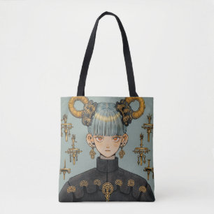 Ornate Steampunk Fantasy Anime Girl Tote Bag